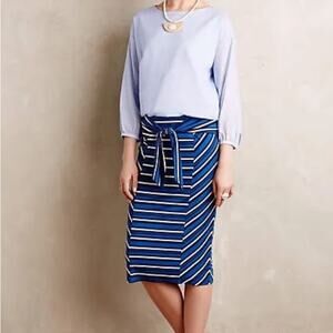 Anthropologie Tideline Pencil Skirt by Lilka Royal Blue/White